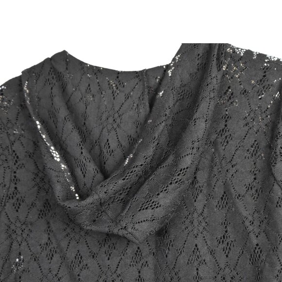 No Boundaries Hoodie XL Womens Floral Knit Lace Black Pullover Polyester - Picture 9 of 9